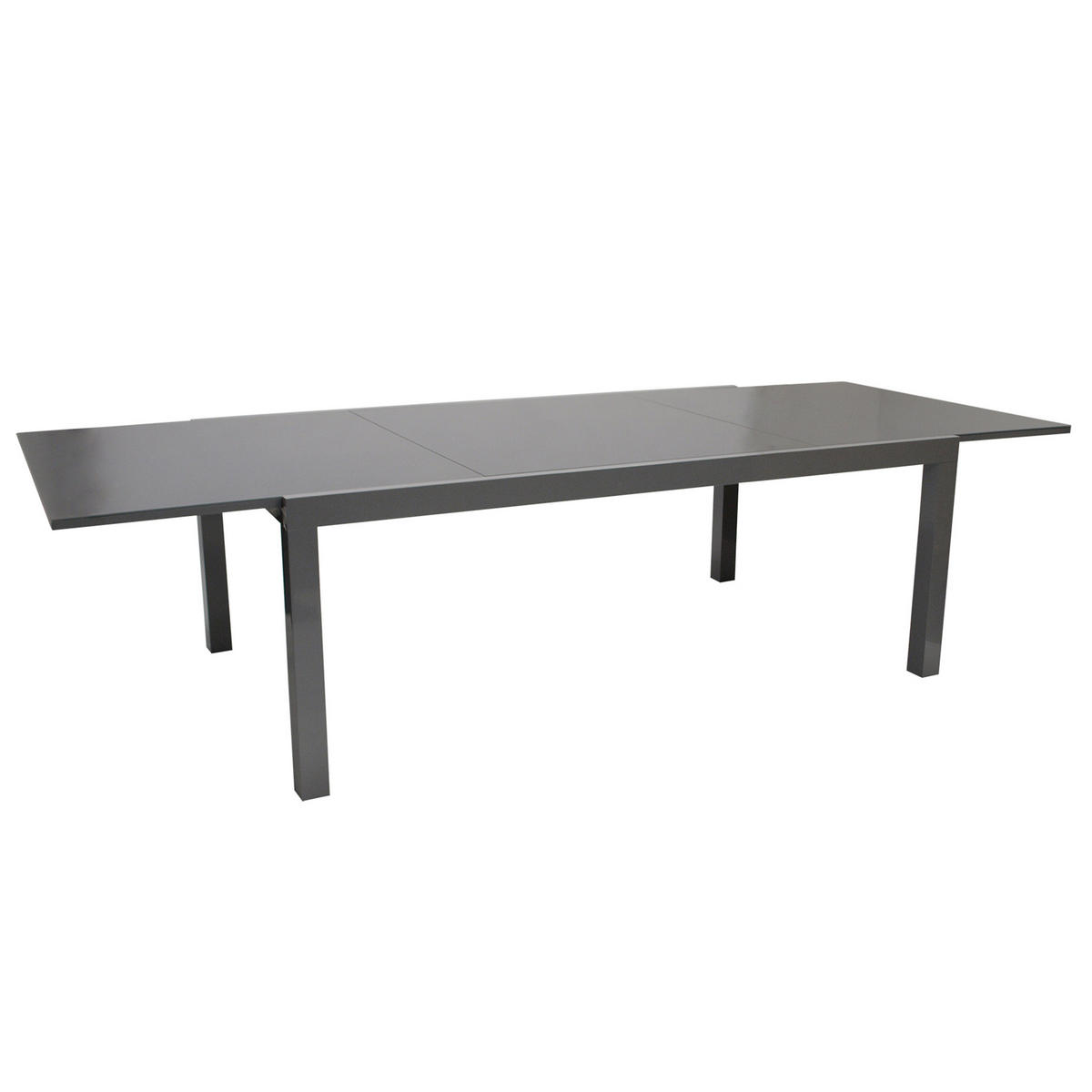 AUSZIEHTISCH Ashford - Esstisch mit Gestell aus Aluminium grau, Tischplatte Glas - Ausziehbar von 180cm auf 240cm. BxTxH: - Grau, Metall (240/100/75cm) - TPFGarden