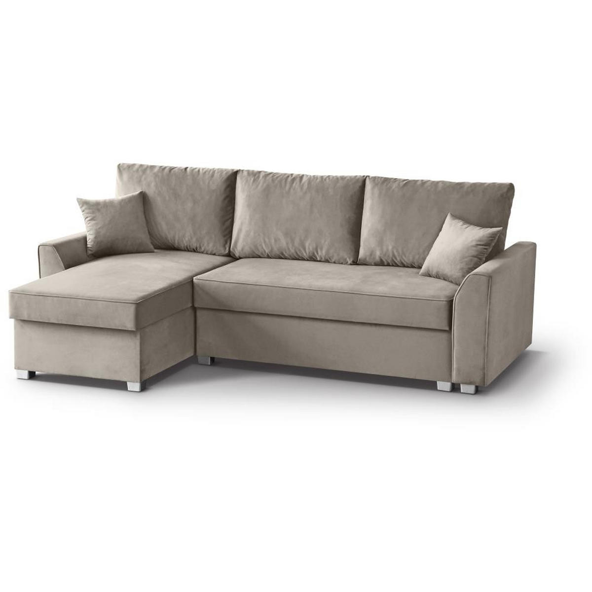 ECKSCHLAFSOFA Teramo beige - Beige/Schwarz, Kunststoff/Textil (235/150cm) - Beautysofa