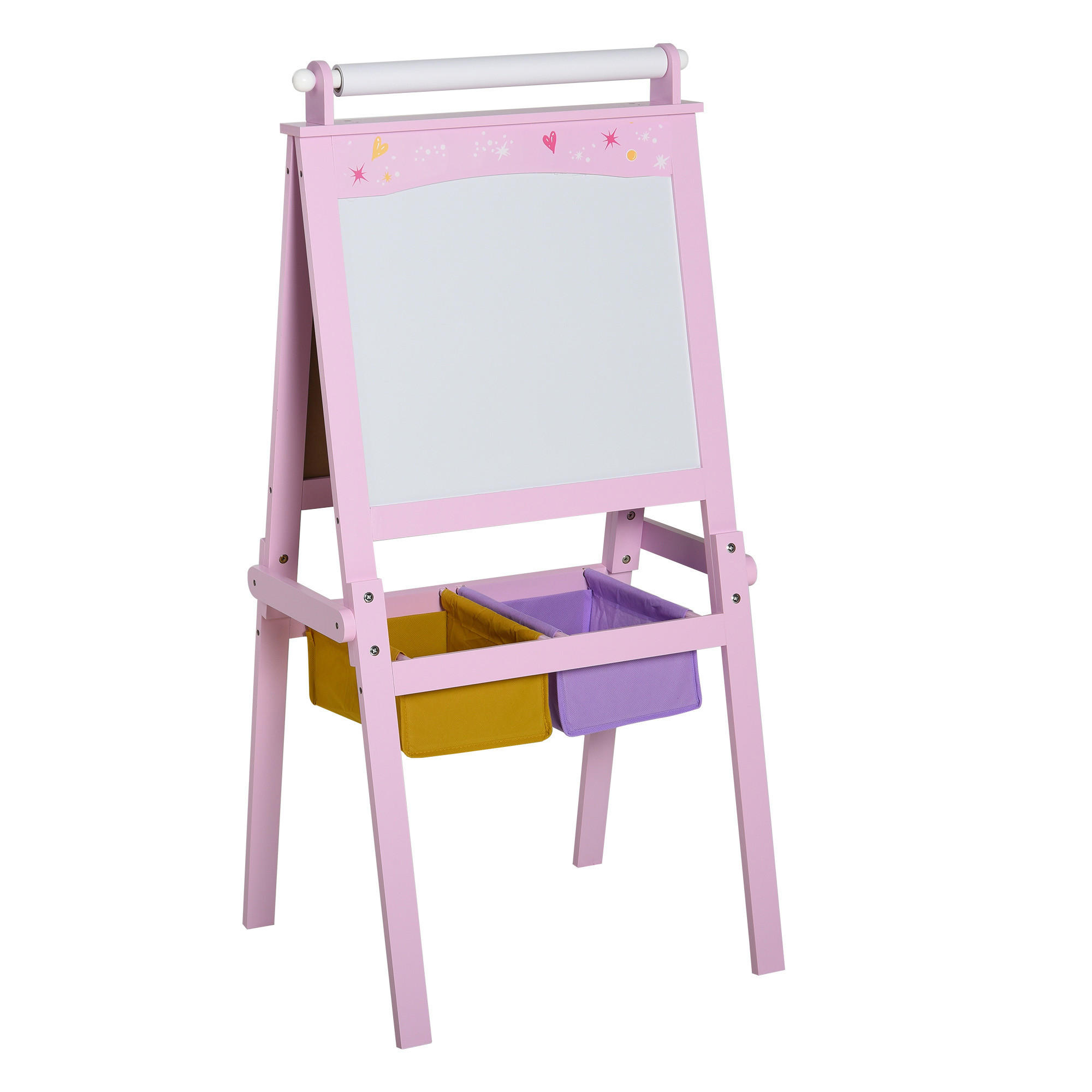 KINDERSTAFFELEI , Rosa, MDF, Vliesstoff, 58,5cm x 50,5cm x 118cm - Rosa, Holz (50.5/118/58.5cm) - HOMCOM