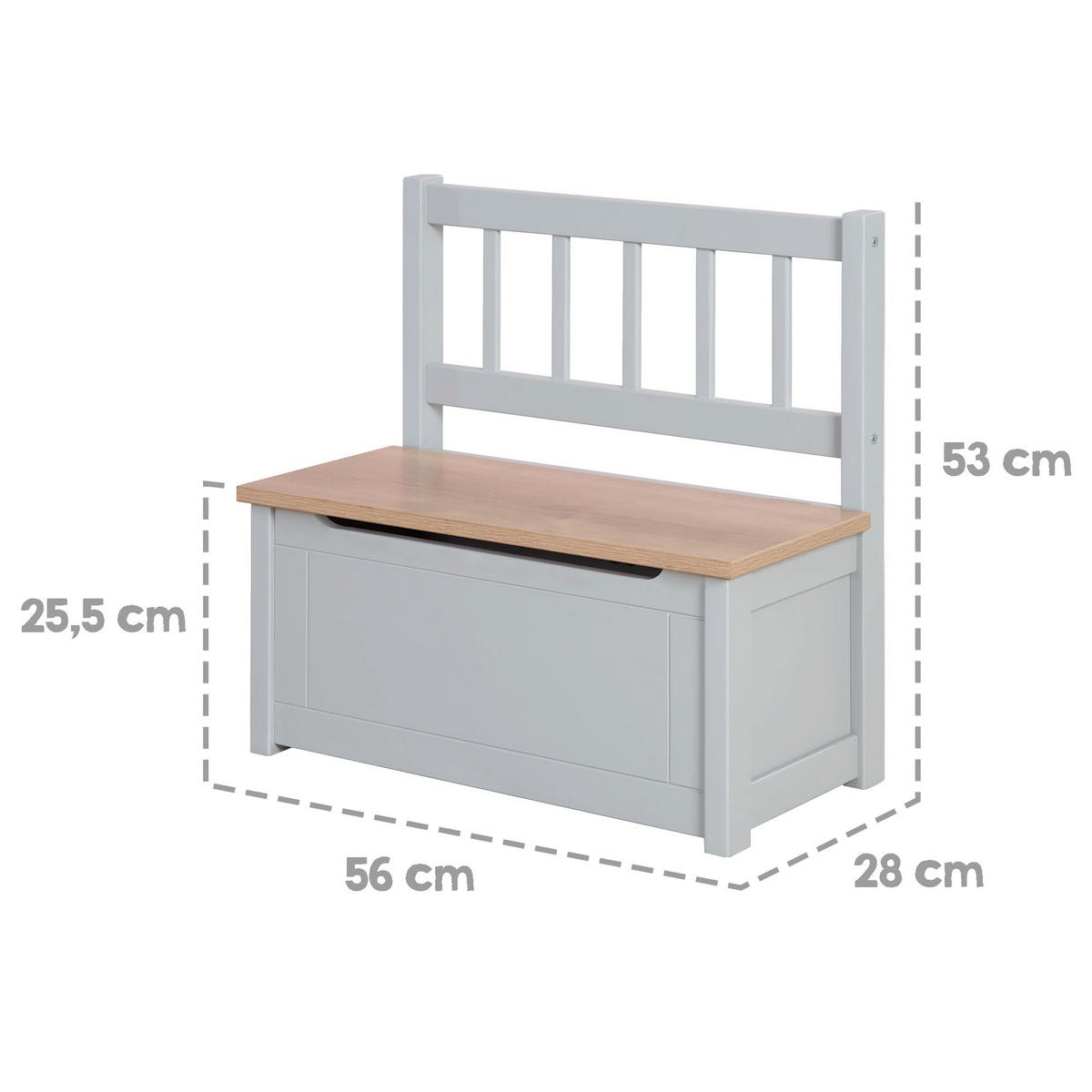 KINDERTRUHENBANK Woody natur / taupe - Taupe, Holzwerkstoff (56/53/28cm) - Roba