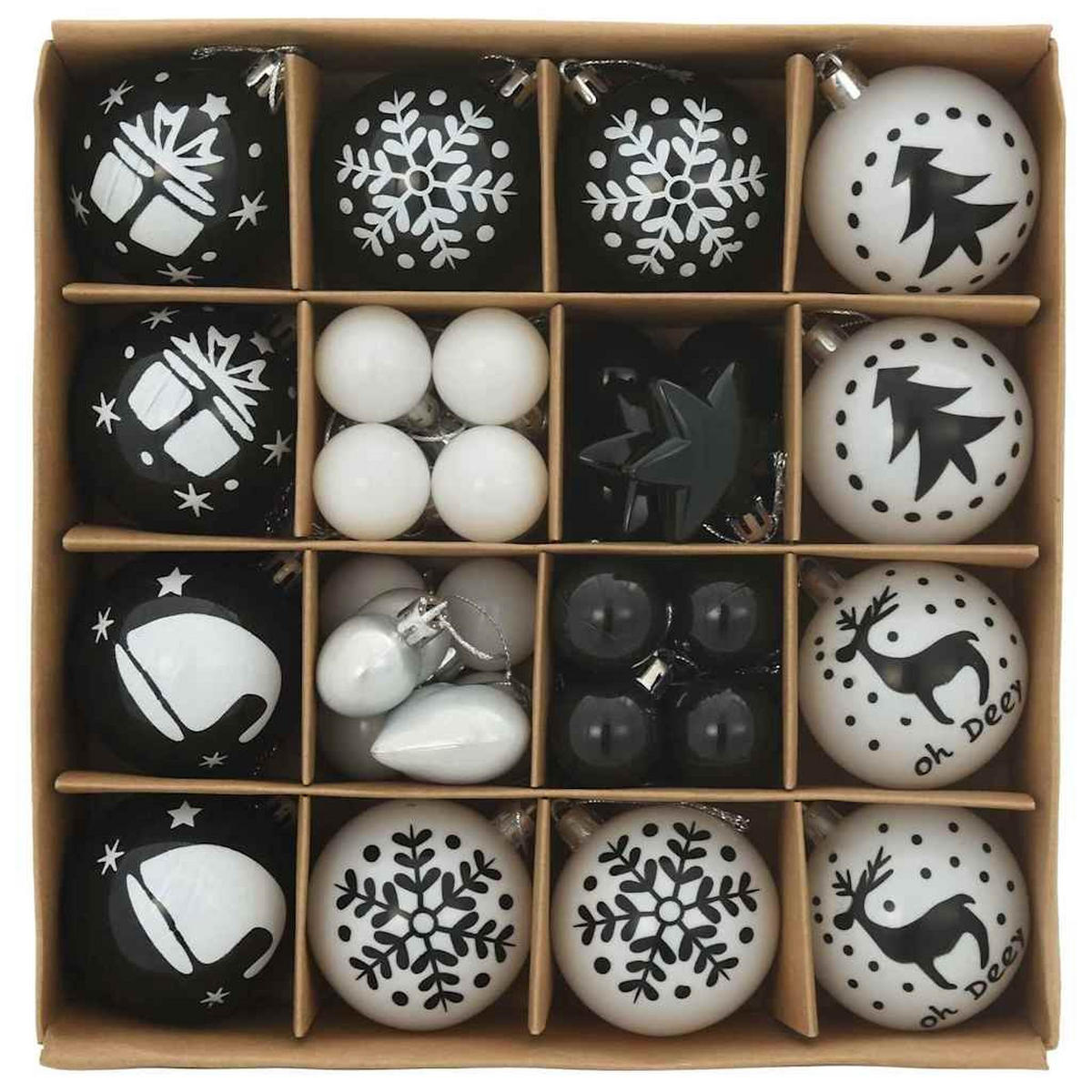WEIHNACHTSKUGEL-SET 40 -teilig 6/6/6 cm Schwarz Kunststoff - Schwarz, Kunststoff (6/6/6cm) - vidaXL