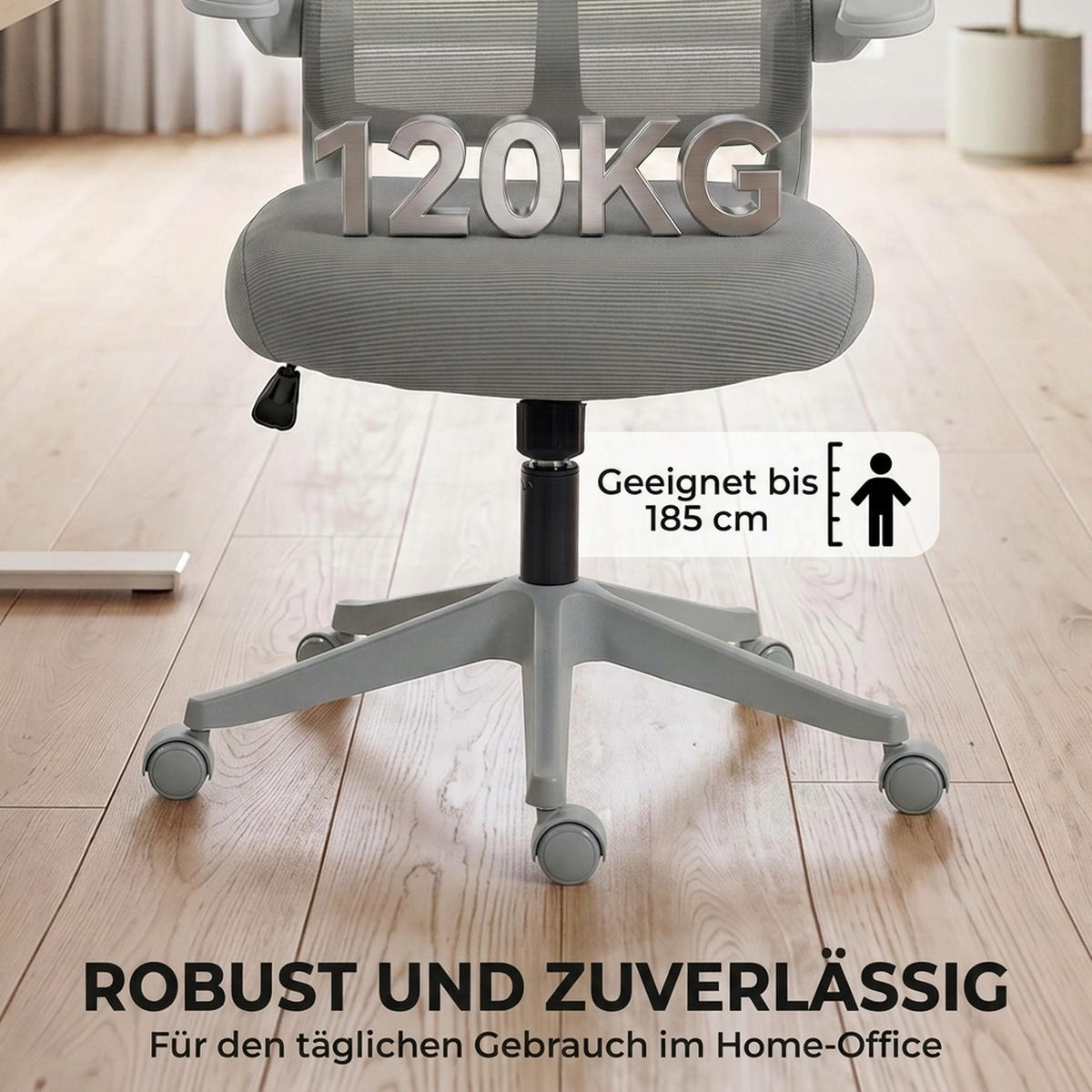 BÜROSTUHL Sperrholz Polypropylen Grau - Grau, Kunststoff/Textil (69.5/120/64cm) - HOMCOM