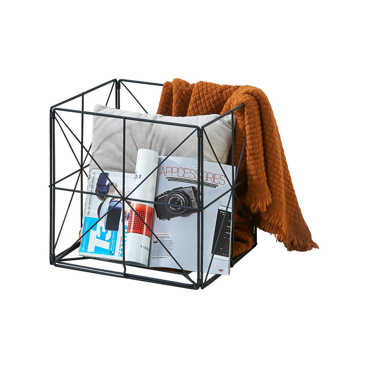 ZEITUNGSKORB Temse - Schwarz, Metall (40/40/40cm) - [en.casa]