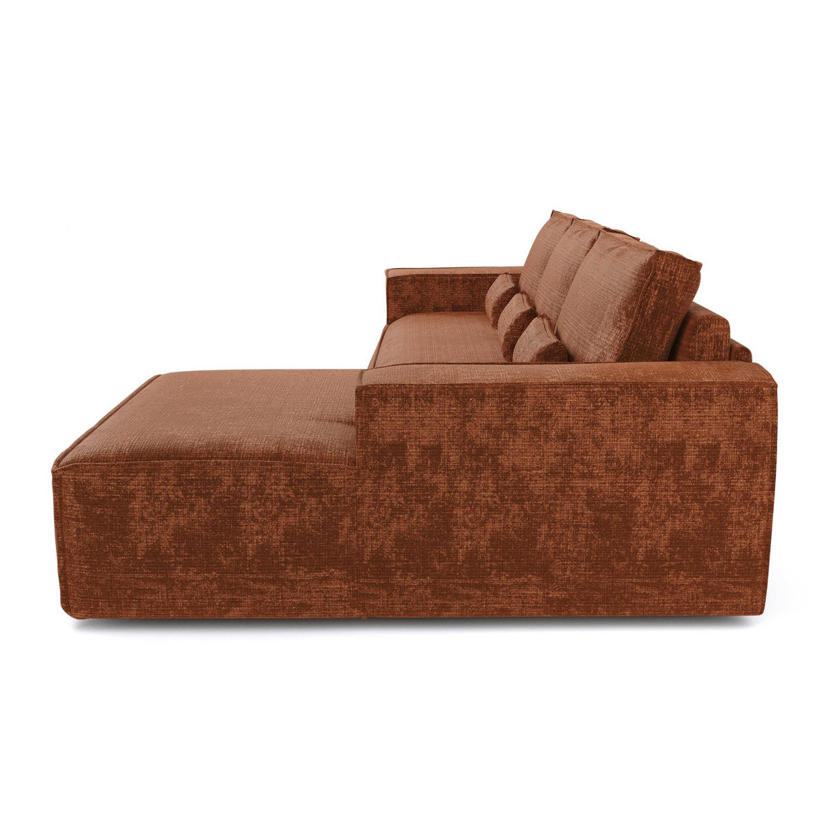 ECKSOFA rechtwinklig JUNE Geprägter Samt Terrakotta 320cm - Dunkelorange/Terracotta, Textil (320/165cm) - Premium Interiors