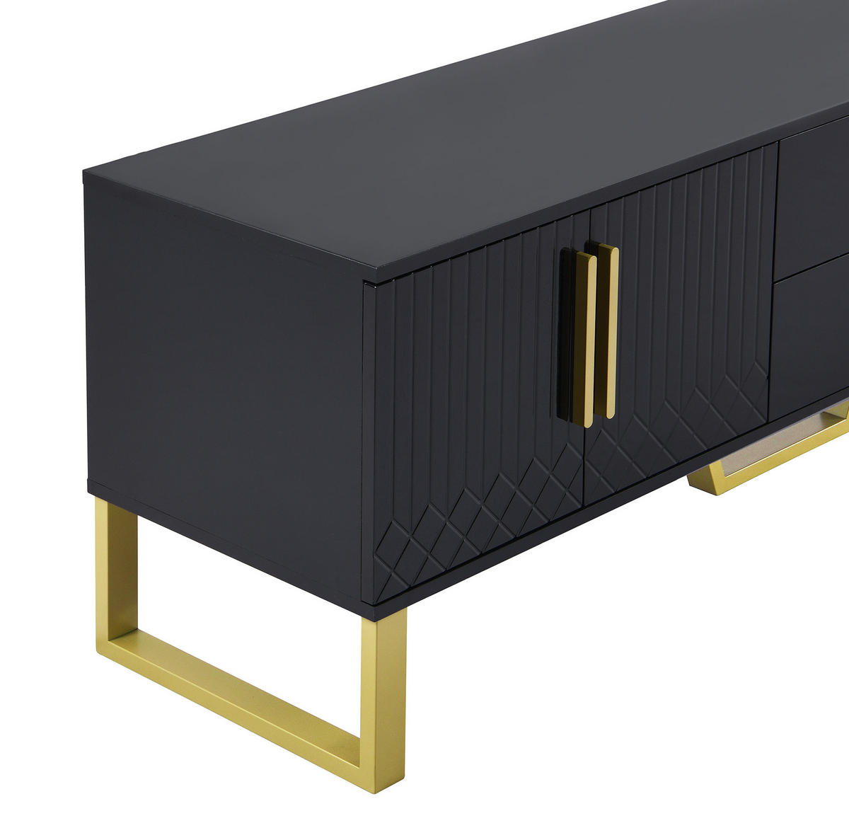 LOWBOARD 170/40/53.5 cm Schwarz aus MDF Hochglanz mit 4 Türen und 2 Schubladen - Schwarz, Holzwerkstoff (39/53.5/170cm) - OKMYHOME