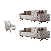 SITZGARNITUR Cuba Creme Stellvariante:3+3+1 - Creme, Holz (230/85/100cm) - Villa Möbel