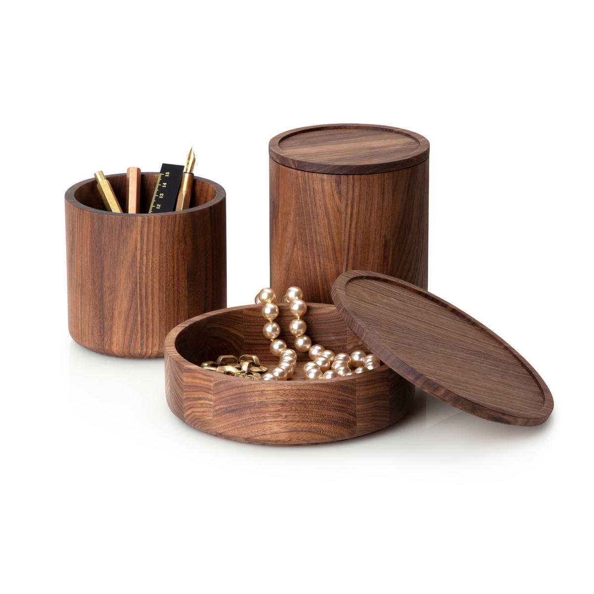 AUFBEWAHRUNGSDOSE, Walnussholz, Ø 19 x 6 cm, 4171 - Braun, Holz (20/7/20cm) - Continenta