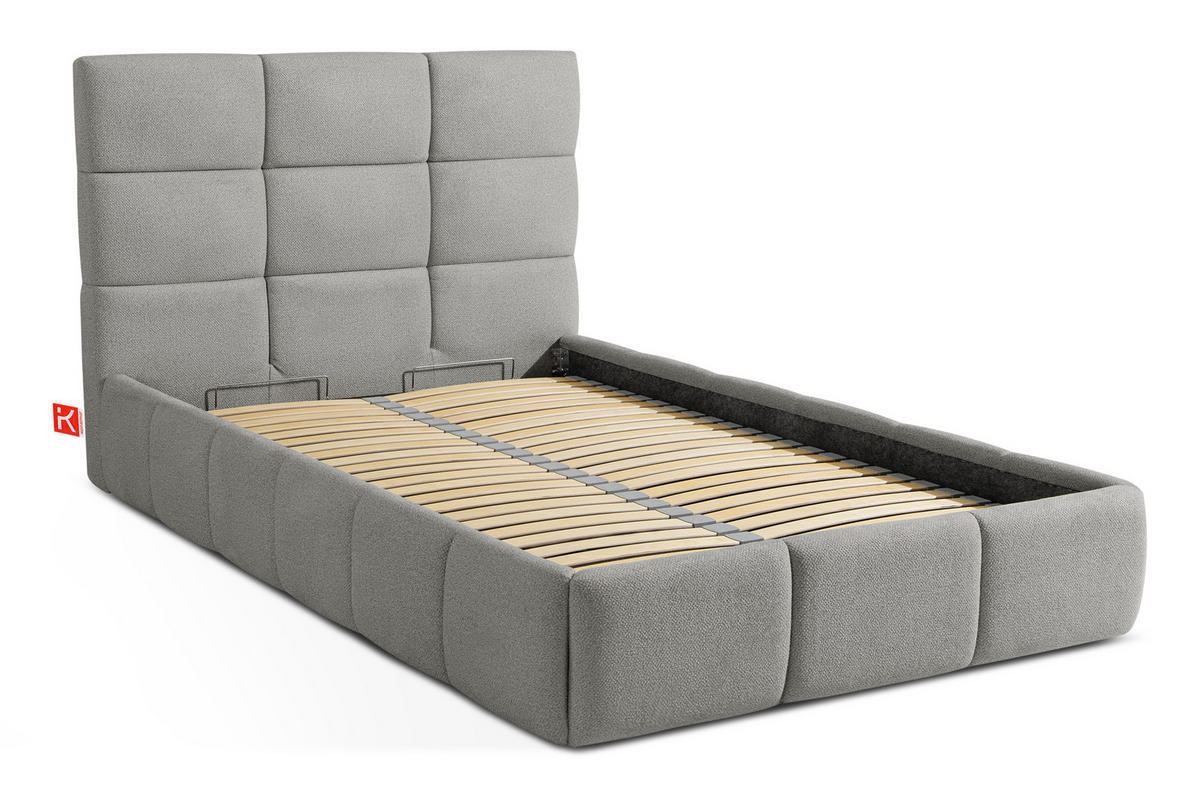 POLSTERBETT ALTOS Einzelbett, Bouclé, grau - Grau, Holz/Holzwerkstoff (120/200cm) - KONSIMO®