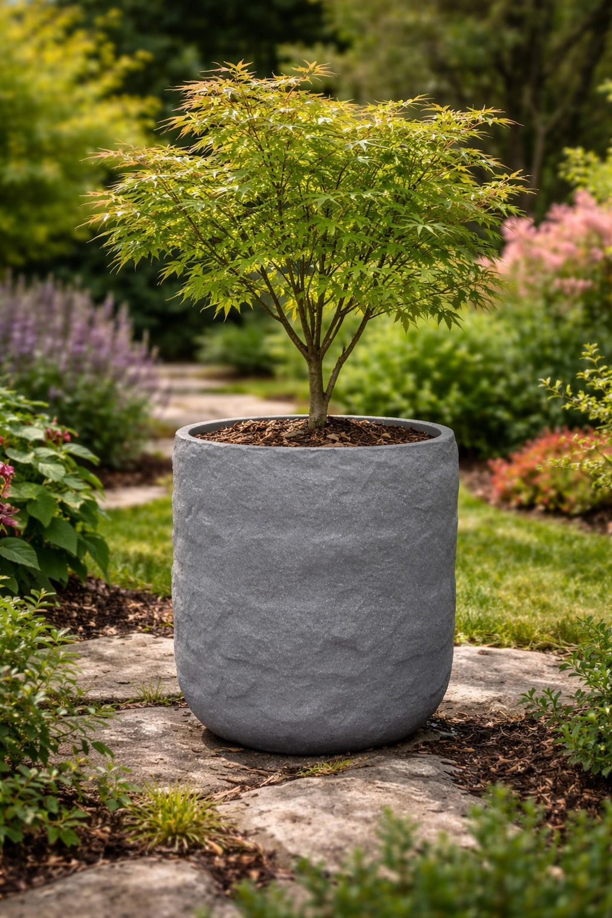 PFLANZKASTEN The Rock, 53x50,5 cm, Steinoptik Grau, Fiberstone - Anthrazit, Kunststoff (53/50.5/53cm) - dasmöbelwerk