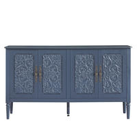 SIDEBOARD aus Spanplatte und MDF 160x40x89 cm Navyblau mit Reliefdekor und Stauraum - Dunkelblau, Holzwerkstoff (160/89/40cm) - IVMEU