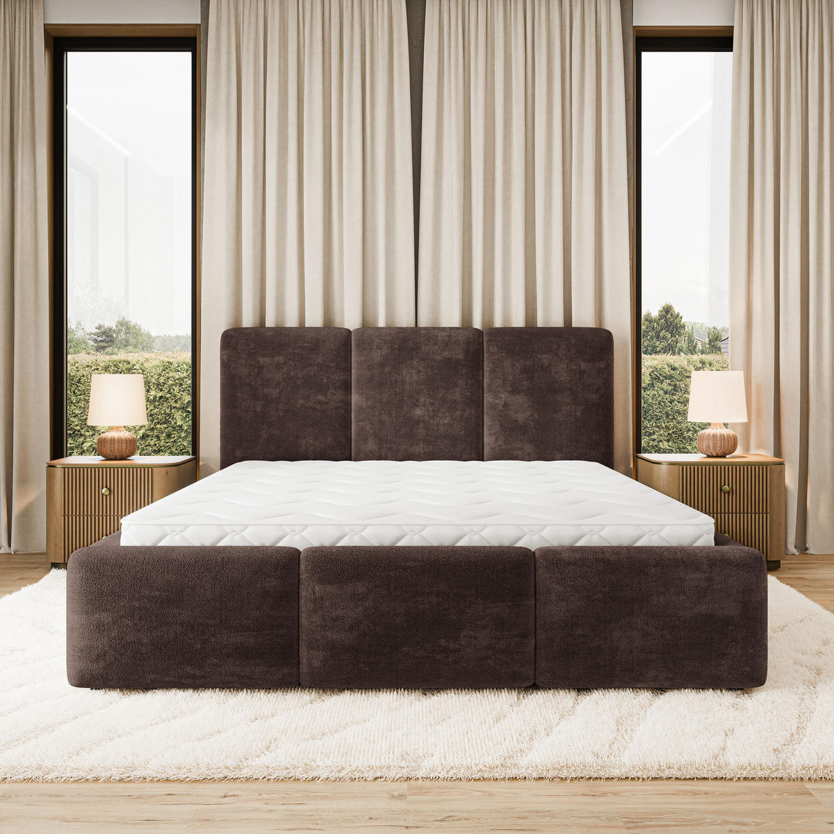 POLSTERBETT MORENA LM 160x200 cm mit Bettkästen - Braun - Braun, Holz (160/200cm) - MASSENO