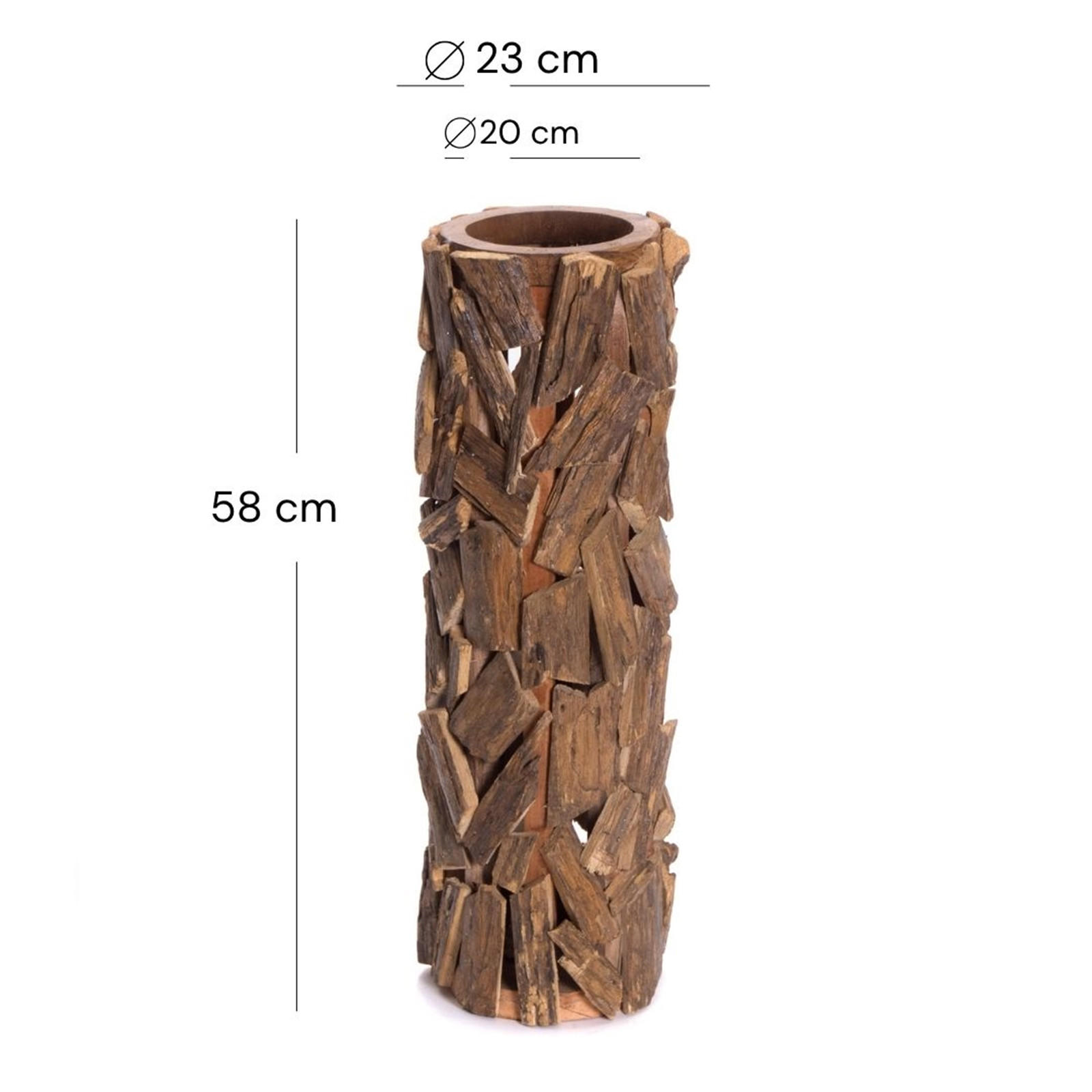 SÄULE Vela 58x23 cm, Teak Massivholz - Naturfarben, Holz (23/23/58cm) - CREEDWOOD