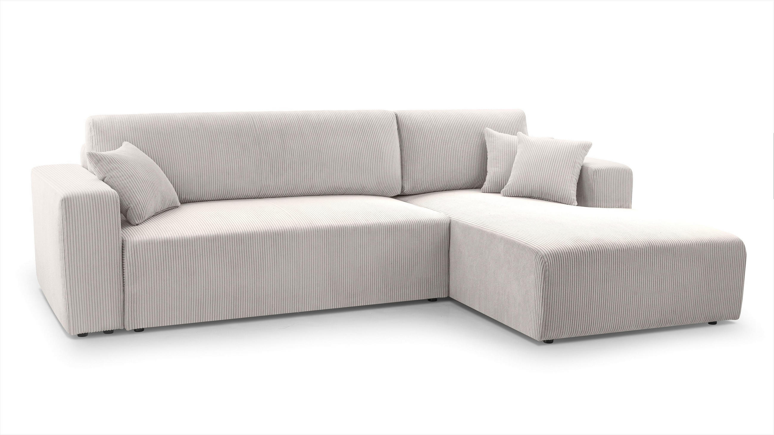 ECKSOFA L Form Catea Weiß 279/145/84 cm Rechts mit Schlaffunktion - Creme/Schwarz, Kunststoff/Textil (279/145cm) - AX Living