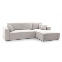 ECKSOFA L Form Catea Weiß 279/145/84 cm Rechts mit Schlaffunktion - Creme/Schwarz, Kunststoff/Textil (279/145cm) - AX Living