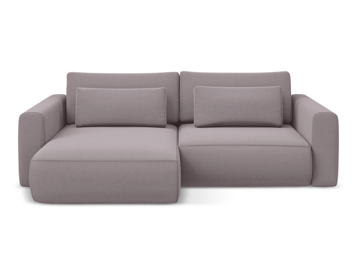 ECKSOFA mit Schlaffunktion Samt Stoff Violett - Lila/Flieder, Kunststoff/Textil (149/240cm) - Makamii