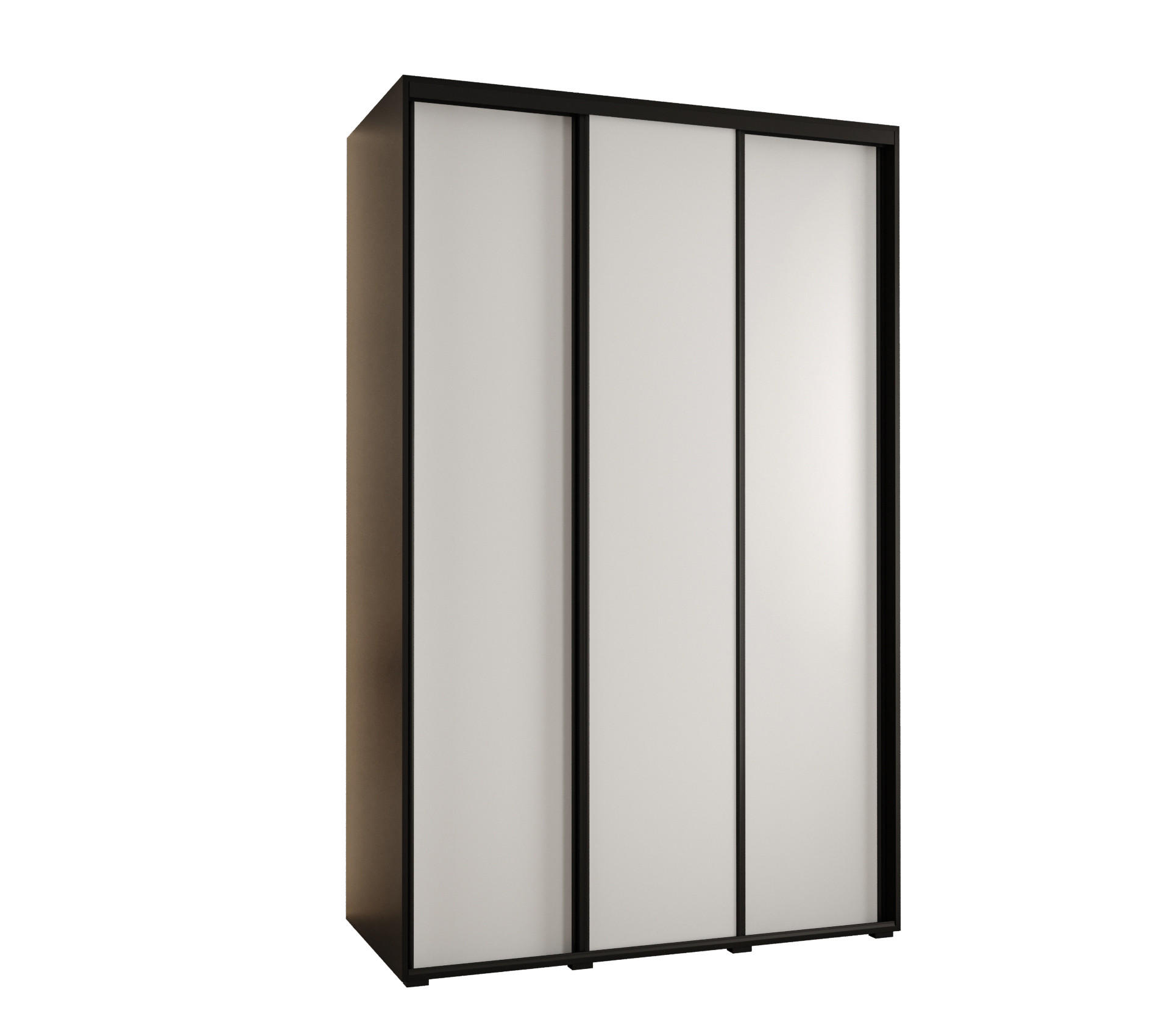 Abiks Möbel Schwebetürenschrank Schwarz, Weiß, Schwarz 150x235x60 cm