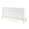 SIDEBOARD Eternas 3T 3S Weiß 154/83/39 cm – goldene Füße, mit geriffelten Fronten - Goldfarben/Weiß, Holzwerkstoff (154/83/39cm) - AX Living