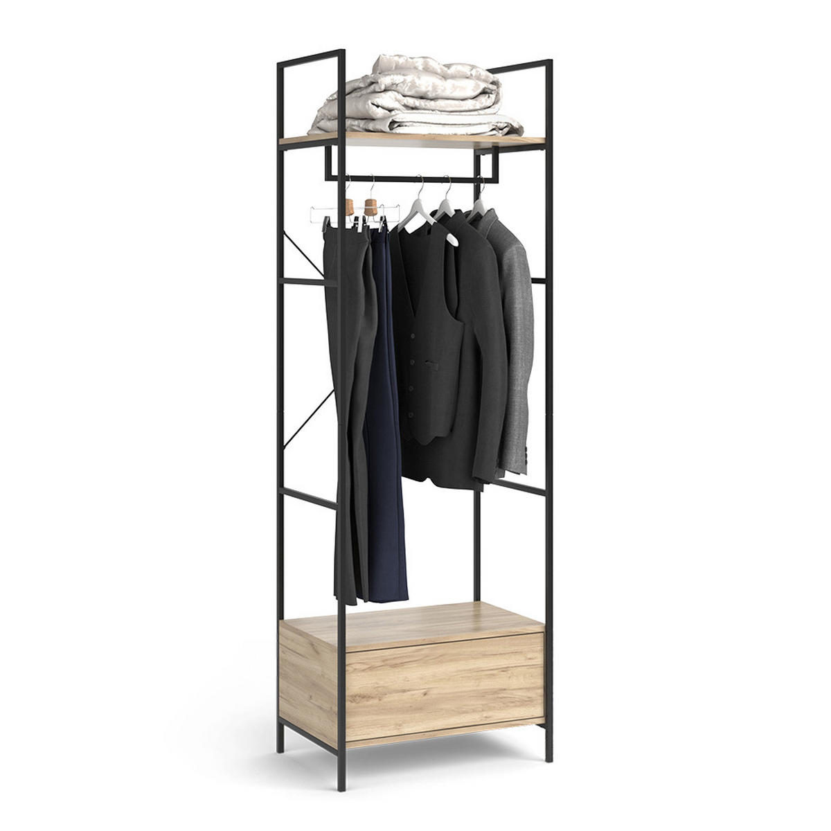 ŠATNÍ SKŘÍŇ Enya Dřevo - přírodní/černá, kompozitní dřevo (60/180/40cm) - Vicco