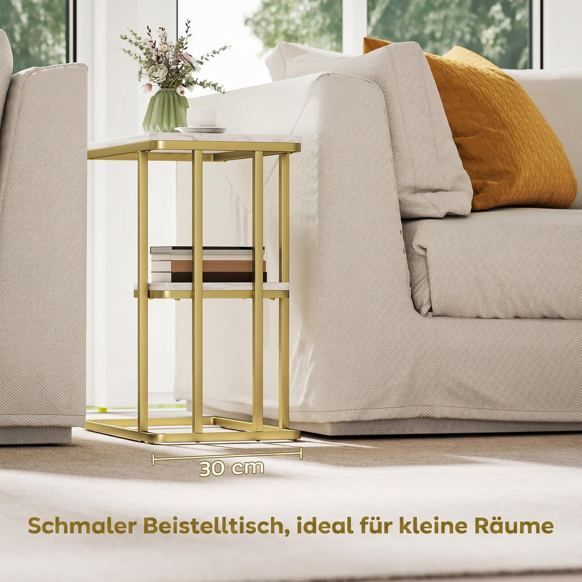 BEISTELLTISCH Weiß 50.0/30.0/57.5cm - Weiß, Holzwerkstoff (50/30/57.5cm)
