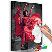 MALEN NACH ZAHLEN 40/50 cm - Rot/Grau, Textil (1.4/50cm) - KUNSTLOFT
