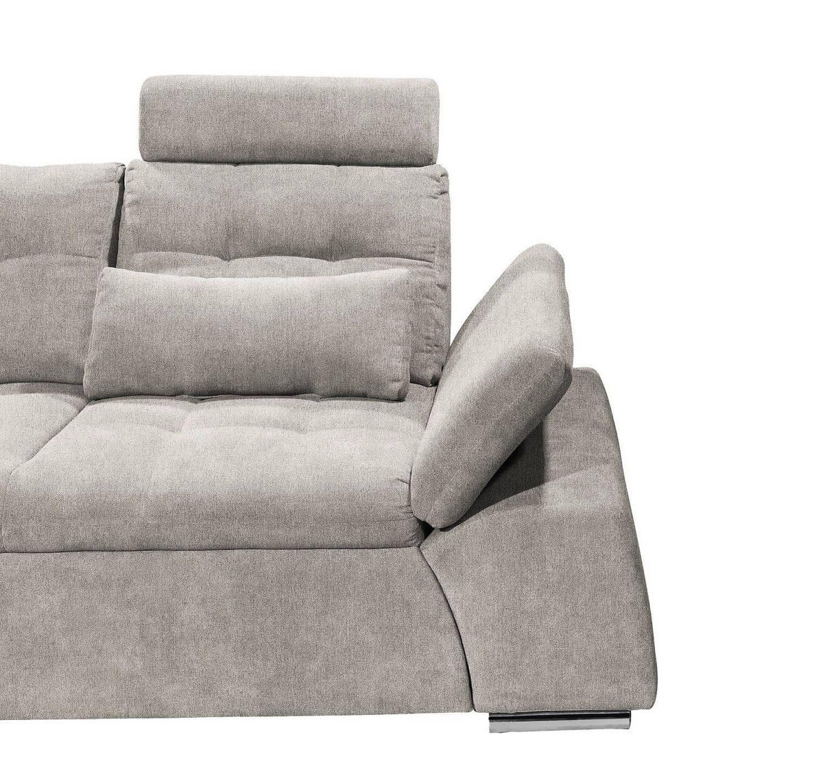 ECKSOFA mit Schlaffunktion, verstellbare Armlehne und Kopfstützen - Taupe/Chromfarben, Textil (260/219cm) - ed exciting design