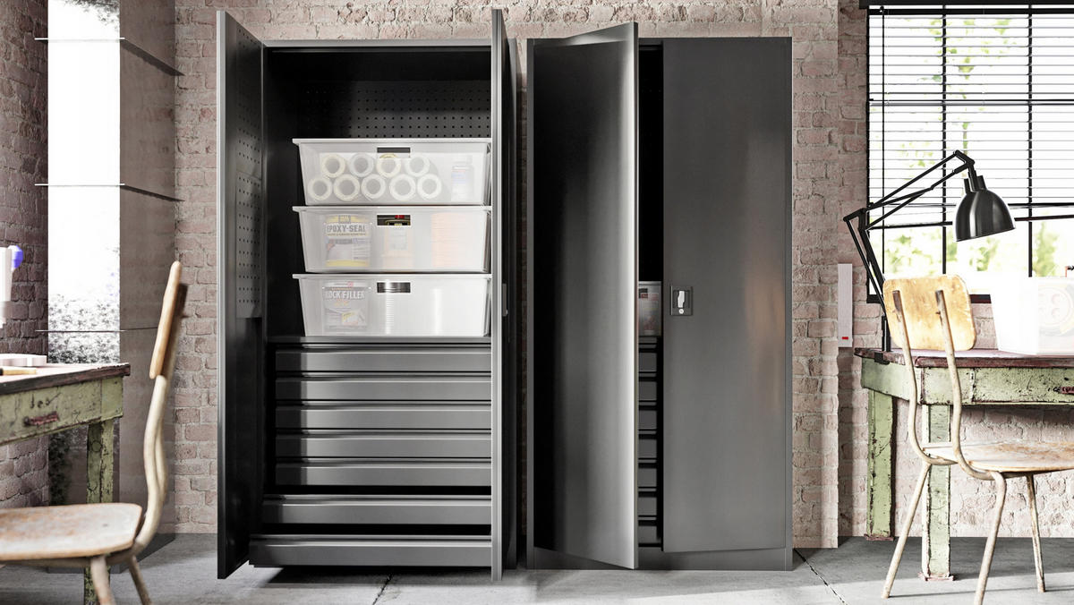 WERKZEUGSCHRANK Werkstattschrank DAREK 185x92x50 cm - Schwarz, Metall (92/185/50cm) - Jan Nowak