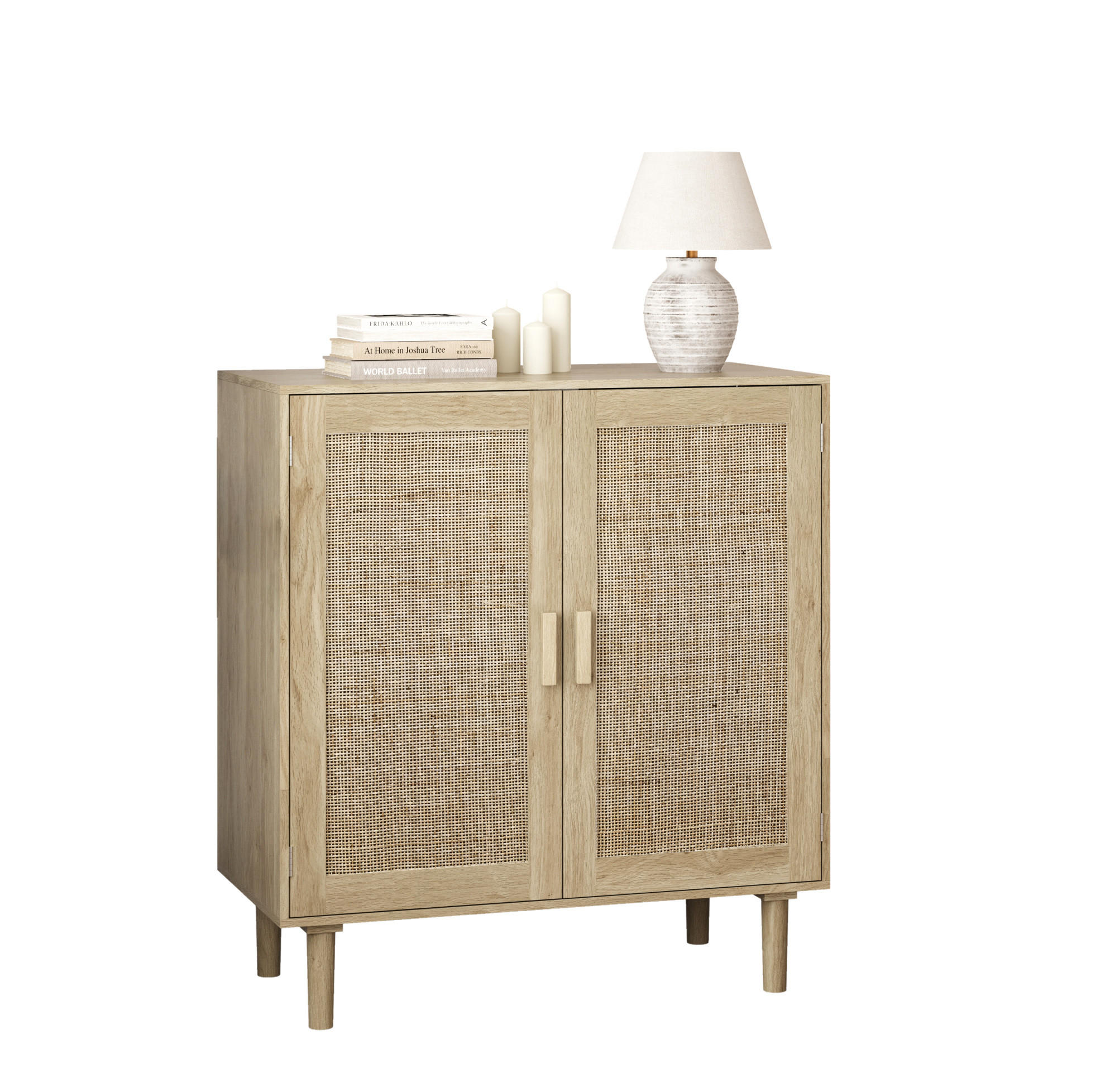 SIDEBOARD 80/40/88 cm natur aus MDF mit Rattanfronten und 2 Türen - Naturfarben, Holzwerkstoff (80/88/40cm) - OKWISH