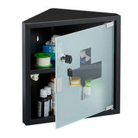 MEDIZINSCHRANK - Schwarz, Glas/Metall (30/30/17.5cm) - Relaxdays