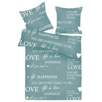 BETTWÄSCHE - Renforce Love Happiness 135x200cm - Türkis, Textil (135/200cm) - Bestlivings