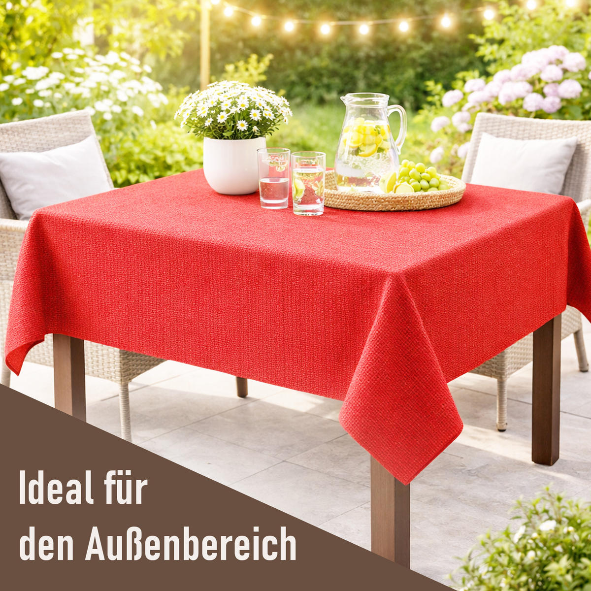TISCHDECKE Garten Weichschaum 130x160cm - Rot - Rot, Kunststoff (160/130cm) - Bestlivings