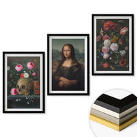 WANDBILDER 3er-Set - 40x60 cm Schwarzer Rahmen - Blumenschädel-Porträt Mona Lisa - Schwarz, Kunststoff (40/60cm) - ArtPrintCave