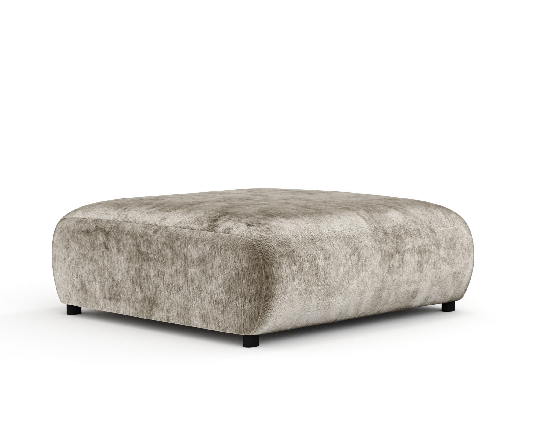 POUF L Zanzibar Beige Chenille - Beige/Schwarz, Holz/Holzwerkstoff (110/37/110cm) - Maison de Reve