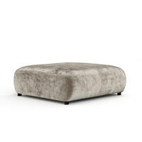 POUF L Zanzibar Beige Chenille - Beige/Schwarz, Holz/Holzwerkstoff (110/37/110cm) - Maison de Reve