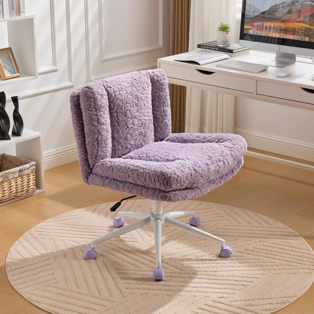 SNURRSTOLAR, fuskpäls, metallram, roterbara, violett - Multicolor, Metall (67/94/63cm) - SHOPENTRA