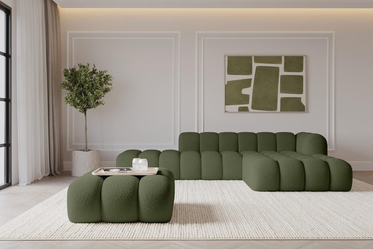 TABURET OLEA-PUF 91x87x44 cm Zelená Buklé - černá/zelená barva, kompozitní dřevo/textil (91/44/87cm) - ALTDECOR