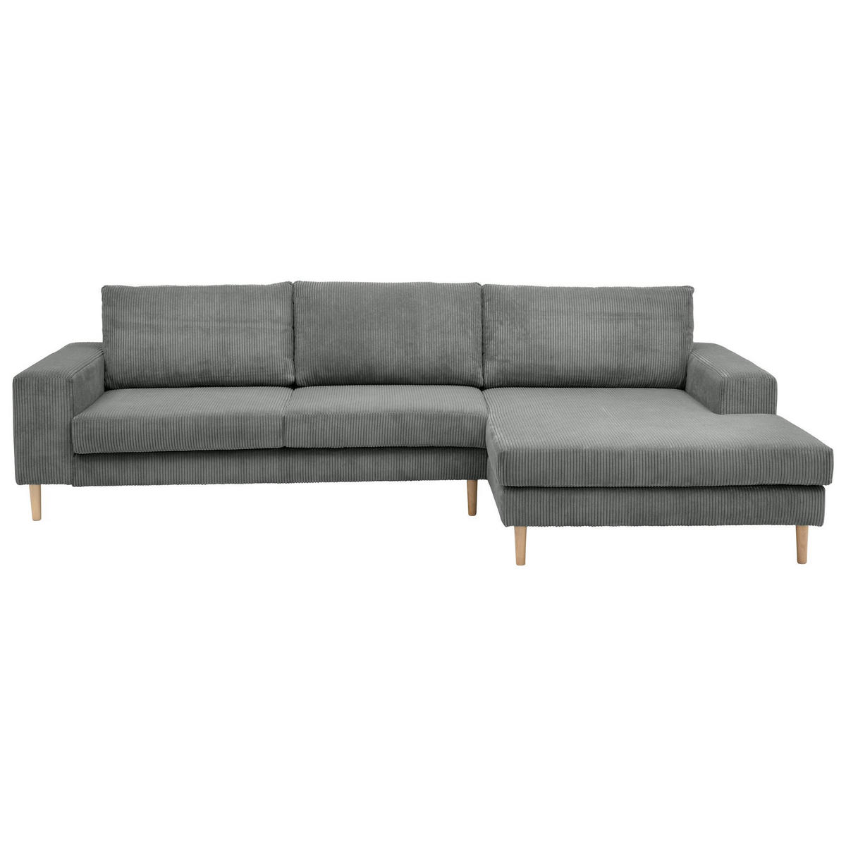SOFA mit Longchair rechts Kaylynn Cordstoff anthrazit - Anthrazit, Kunststoff (175/294cm) - 58aufmkessel