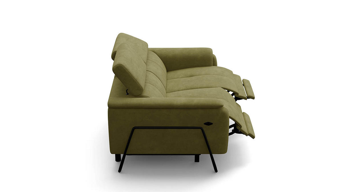 RELAXSOFA RODEN 2-Sitzer mit 2 Relax, olive, Veloursstoff - Grün, Holz/Textil (148/82/103cm) - Wozimo
