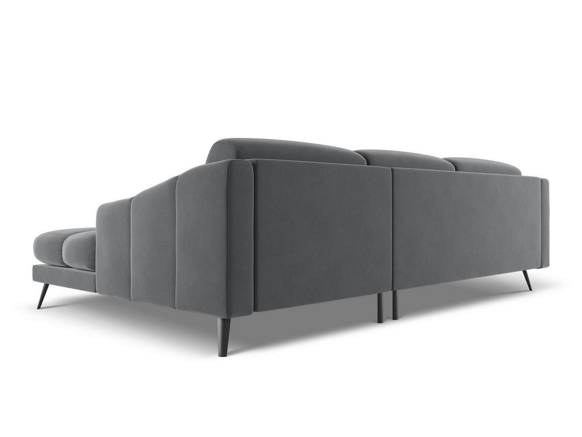 ECKSOFA Rechts Samt Stoff Grau - Dunkelgrau/Schwarz, Textil/Metall (264/160cm) - Makamii