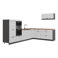HÖRNKÖK Fame-Line, Vitt hus på landet/antracit, 327 x 227 cm, AP Oak - Vit/Antracit, Träbaserade material (327/153.6/60cm) - Vicco
