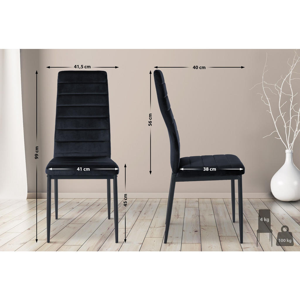 Thumbnail - CLP Stuhl, Schwarz, Textil, 41.5x99x40 cm, Esszimmer, Stühle, Esszimmerstühle, Vierfußstühle