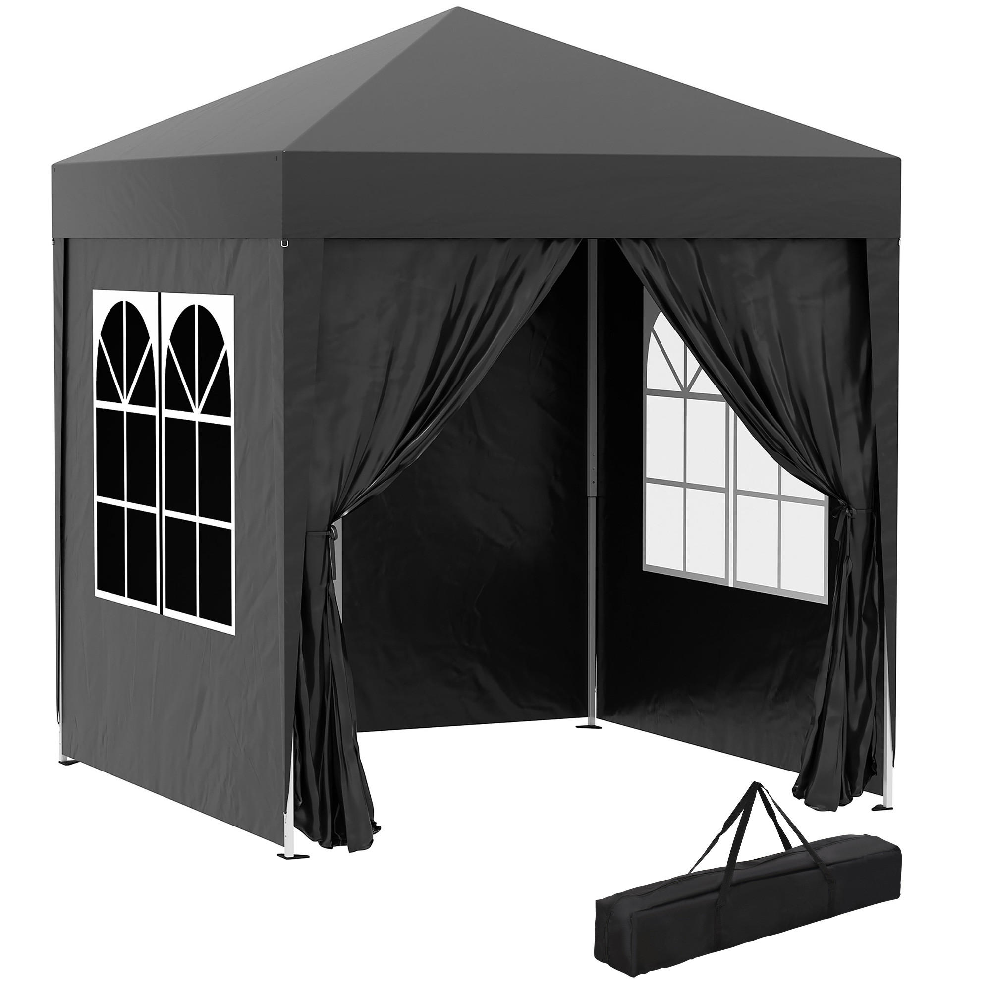 FALTPAVILLON, Blau, Stahl, Oxford-Stoff - Schwarz, Metall (200/240/200cm) - Outsunny