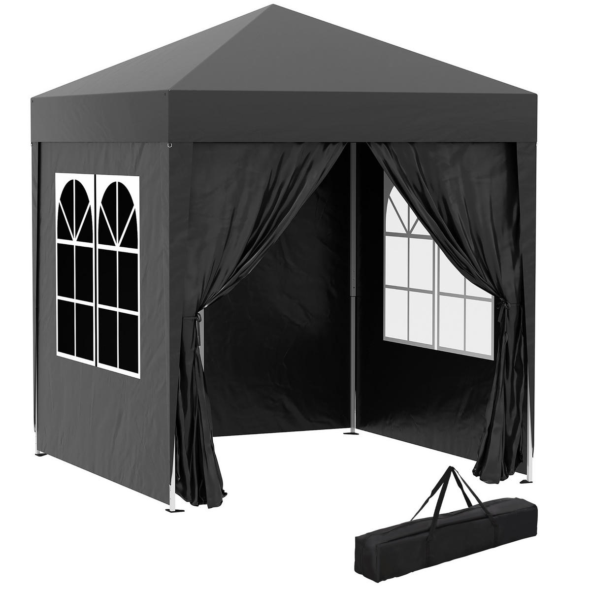 FALTPAVILLON, Blau, Stahl, Oxford-Stoff - Schwarz, Metall (200/240/200cm) - Outsunny