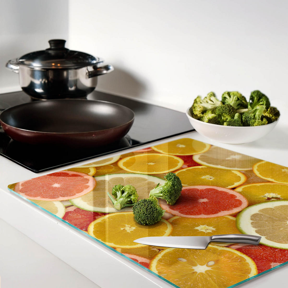 GLASPLATTE 60x52 cm Zitrusfrüchte - Multicolor, Glas (60/0.4/52cm) - TULUP