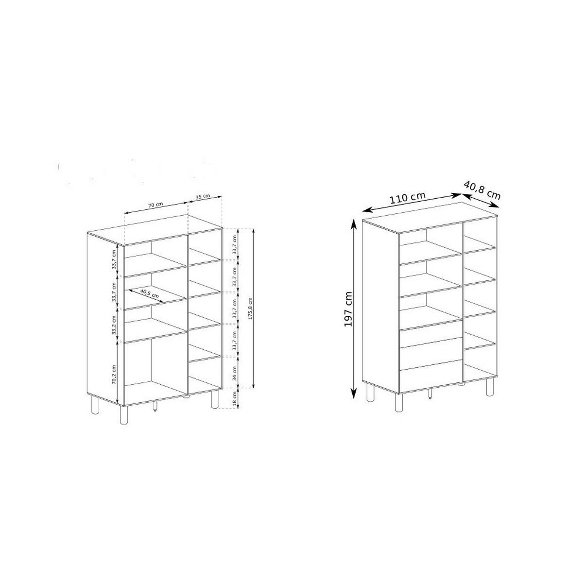 BÜCHERREGAL SABBIA 110/197/40,6 cm Wohnzimmerregal Hochschrank Regal Eichefarben - Eichefarben, Holzwerkstoff (110/197/40.6cm) - MASSENO