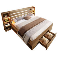 POLSTERBETT 160/200 cm Eiche aus Metall und Holz mit Stauraum - Eichefarben, Metall (160/200cm) - OKMYHOME