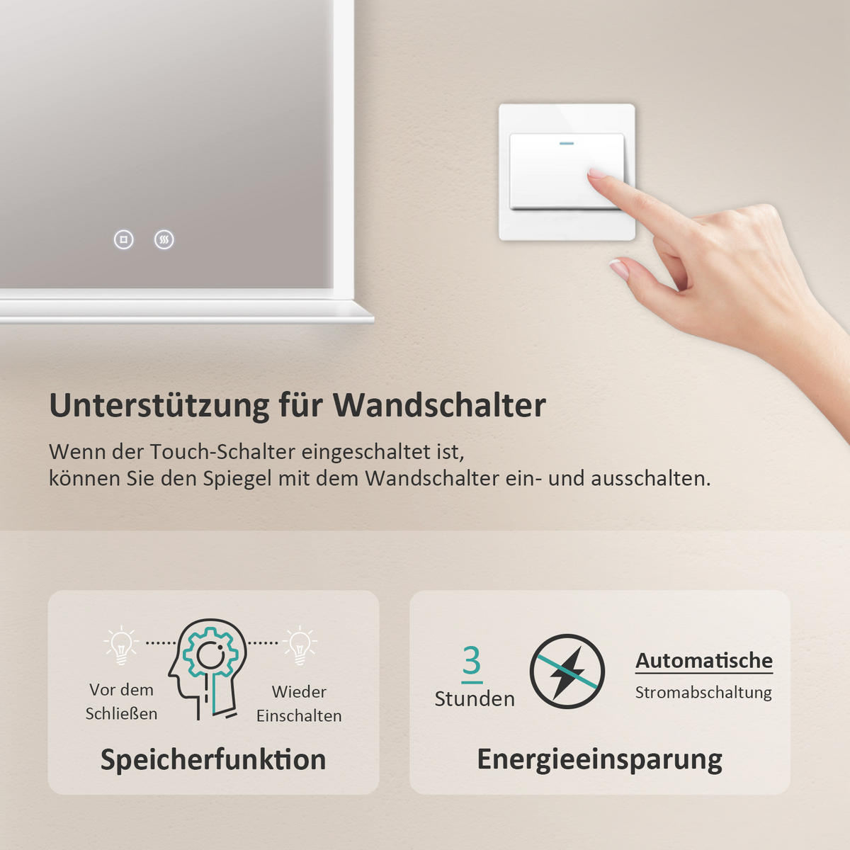 BADSPIEGEL mit Beleuchtung mit Ablage 70/50 cm - Weiß, Glas (50/3.5/70cm) - EMKE