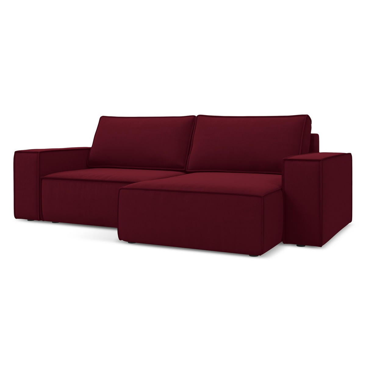 ECKSOFA mit Schlaffunktion Samt Stoff Rot - Bordeaux/Rot, Kunststoff/Textil (257/148cm) - LaMiaSofa