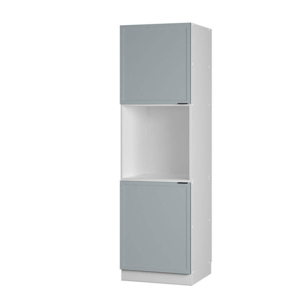 HERDUMBAUSCHRANK Fame-Line Hellblau-grau 60 cm mit offenem Regal - Blaugrau/Weiß, Holzwerkstoff (60/206.8/58cm) - Vicco