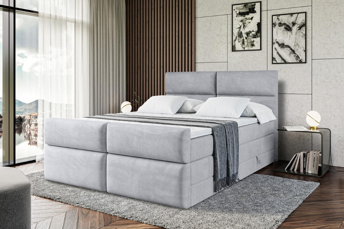 BOXSPRINGBETT BOXI3-Z KING - 120x200 - H3/H4 - Hellgrau - Hellgrau, Holzwerkstoff (120/200cm) - ALTDECOR