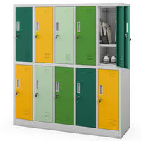 UMKLEIDESCHRANK Spind TOKIO 10 Abteile 150x136x45cm Grün-Gelb - Grün, Metall (136/150/45cm) - DELUKE